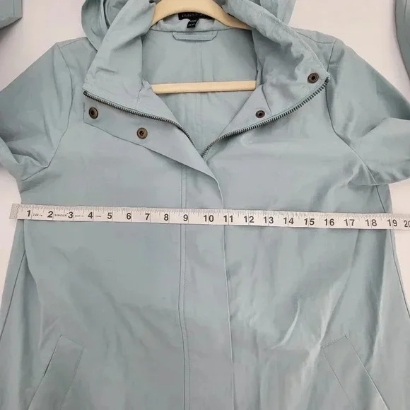 Eileen Fisher Petites Hidden Hood Rain Jacket lightweight blue size Xsmall - Picture 8 of 8